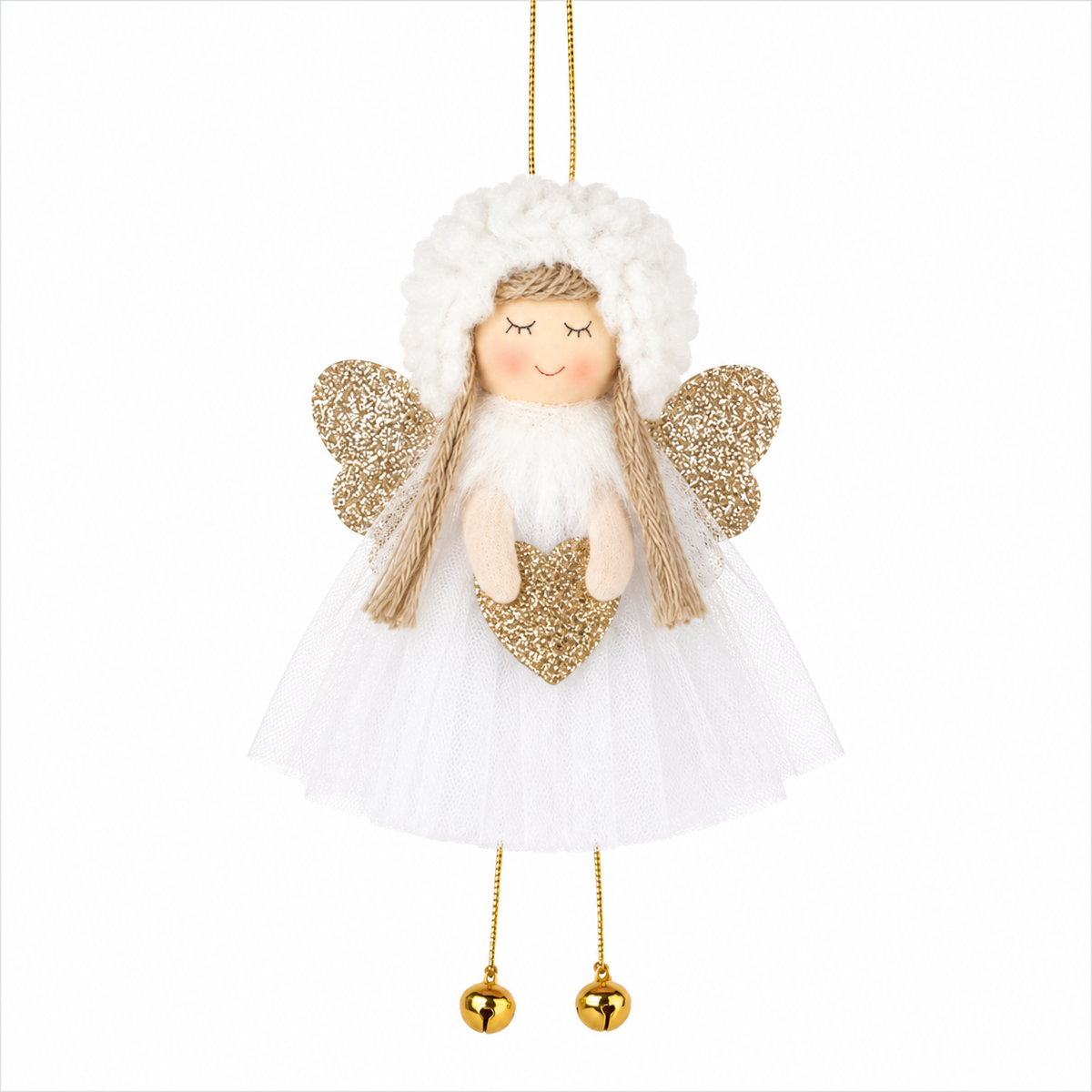 Angelo di Natale bianco con cuore da appendere, 18 cm – decorazioni per albero di Natale Merry Worlds, foto 2