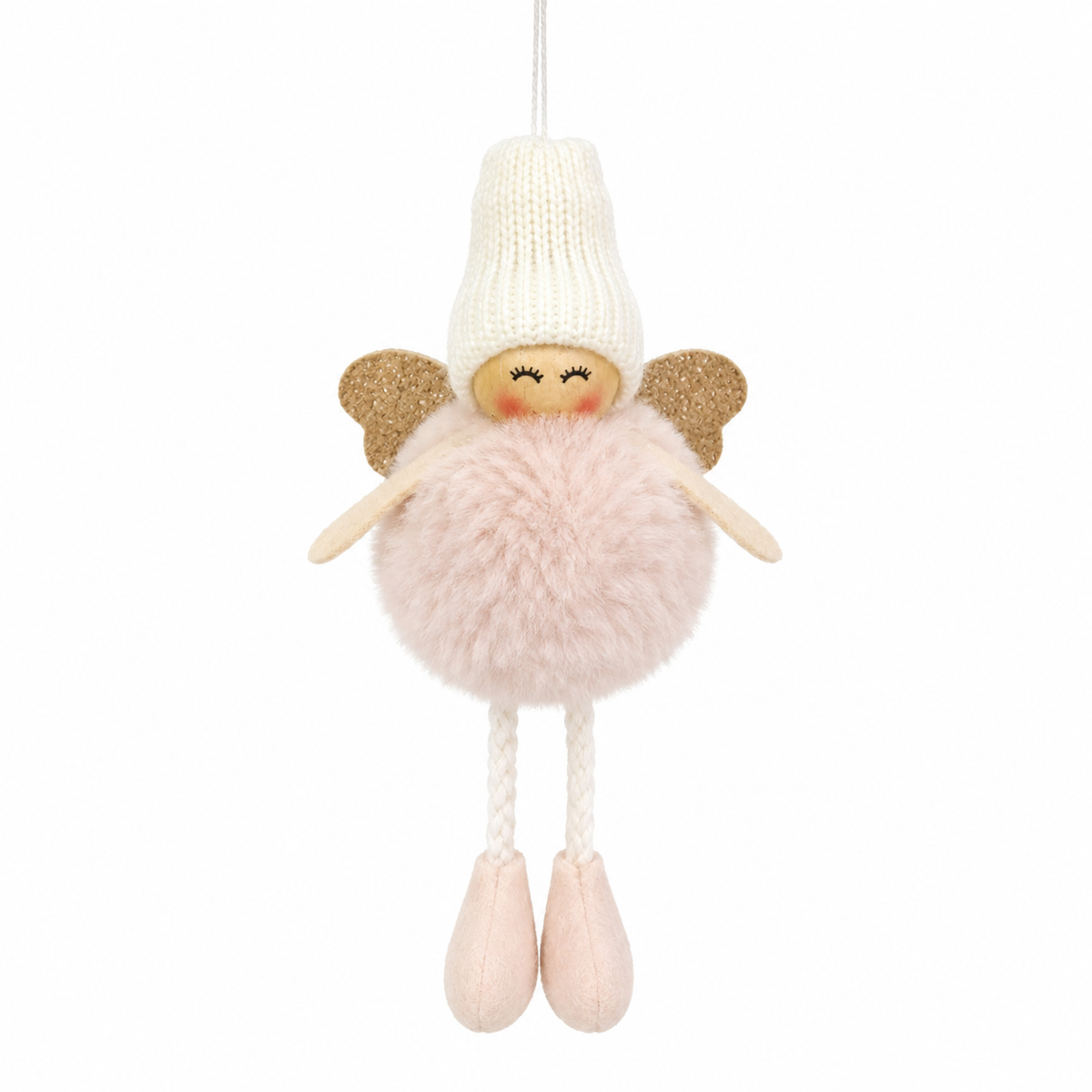Angelo di Natale con pom pon da appendere, 16 cm – decorazioni natalizie di design Merry Worlds, foto 4