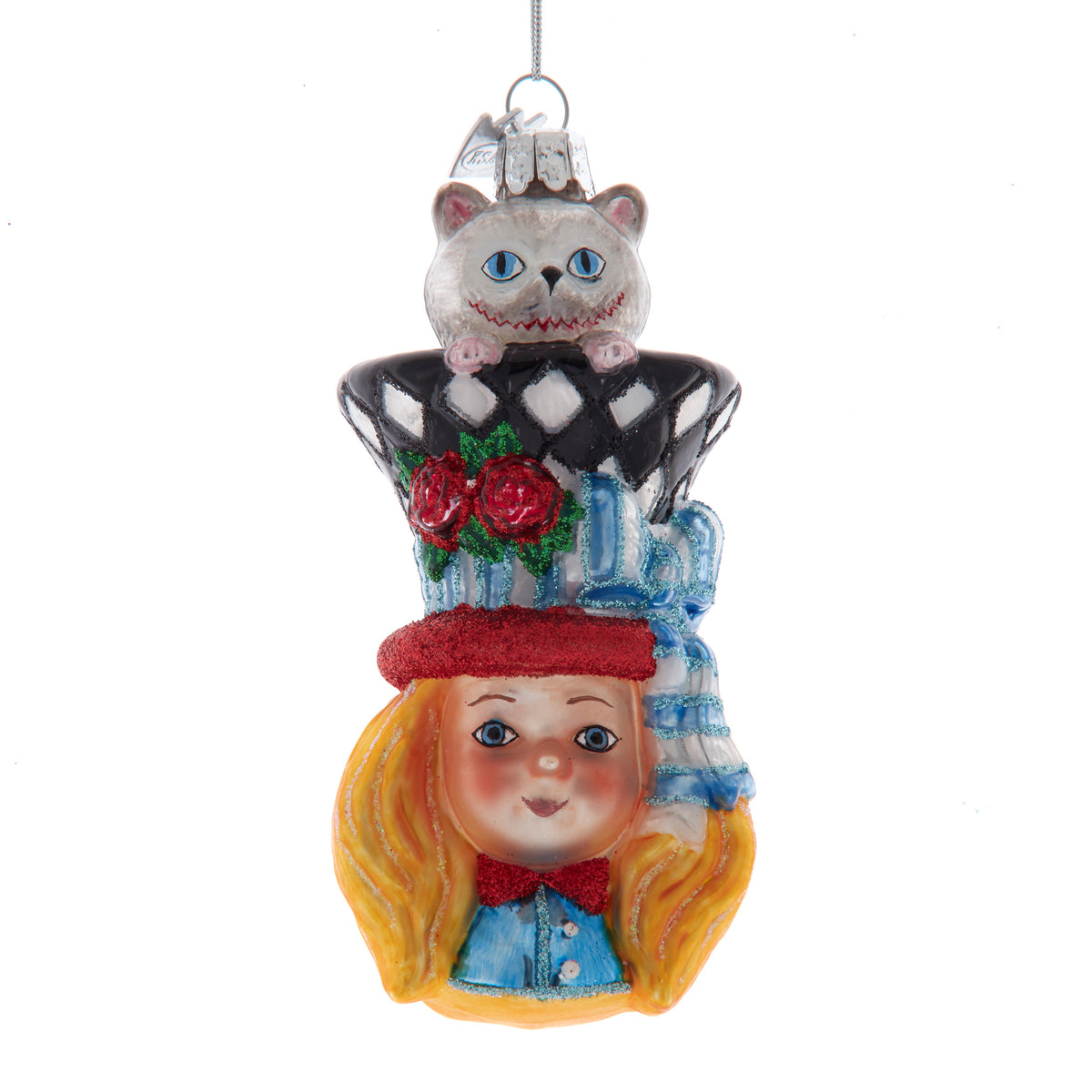 Addobbo Natalizio in Vetro Alice nel Paese delle Meraviglie, 11 cm, Alice – decorazioni natalizie di lusso Merry Worlds