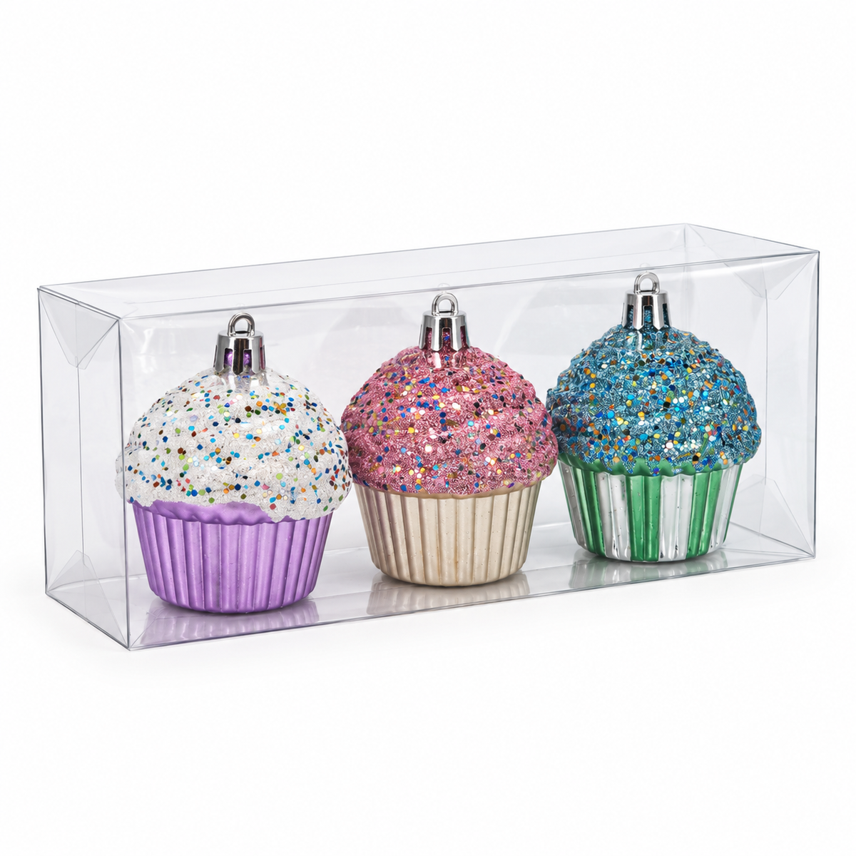 Cupcake per l'Albero di Natale, 6 cm (3 pezzi) – decorazioni per albero di Natale Merry Worlds