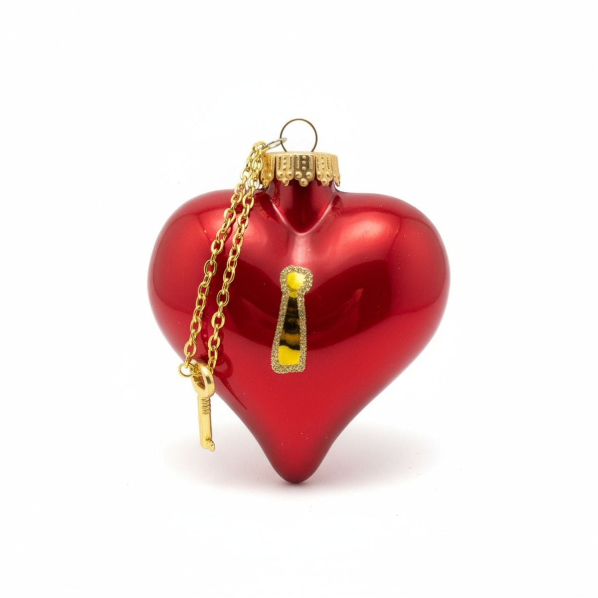 Cuore in vetro rosso con chiave, decorazione natalizia – decorazioni per albero di Natale Merry Worlds