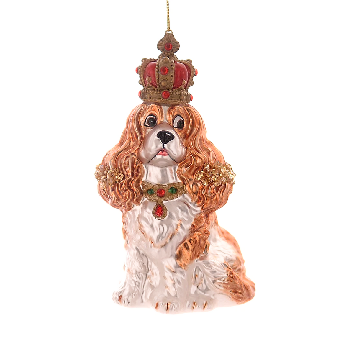 Cane in vetro con corona, decorazione natalizia – ornamenti natalizi Merry Worlds