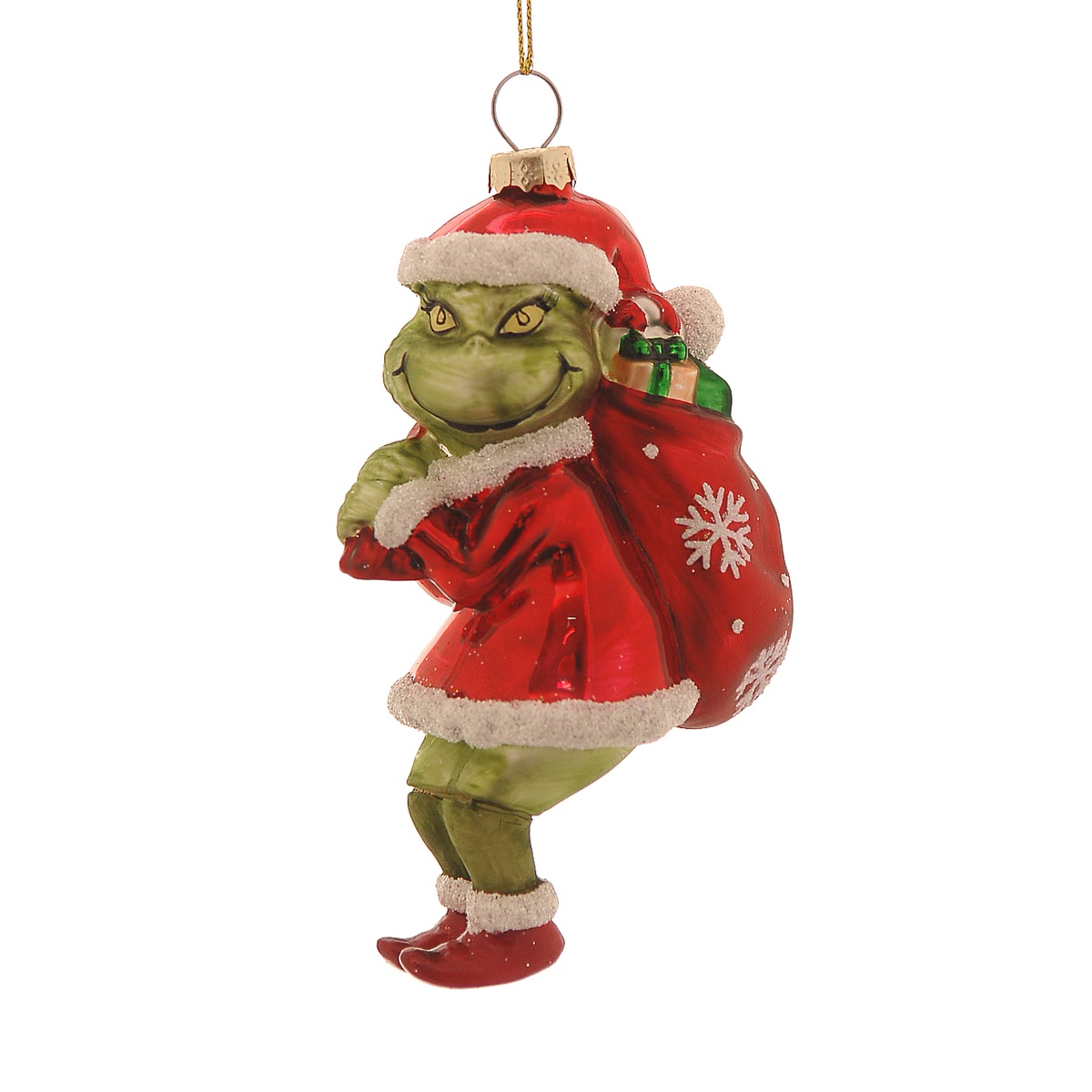Grinch in vetro con sacco di Babbo Natale, decorazione natalizia – decorazioni per albero di Natale Merry Worlds