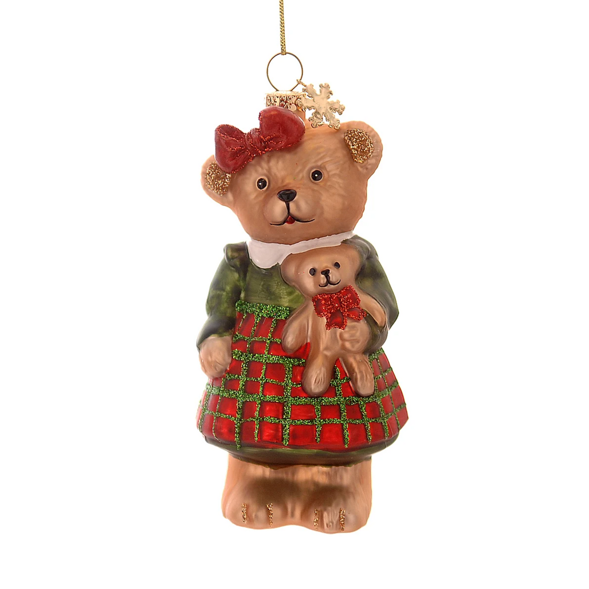 Orsetta in vetro con peluche, decorazione natalizia – decorazioni per albero di Natale Merry Worlds