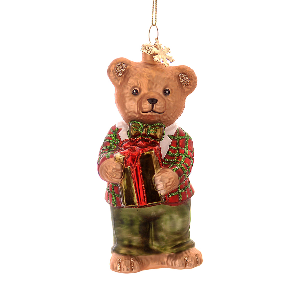 Orsetto in vetro con regalo, decorazione natalizia – ornamenti natalizi Merry Worlds