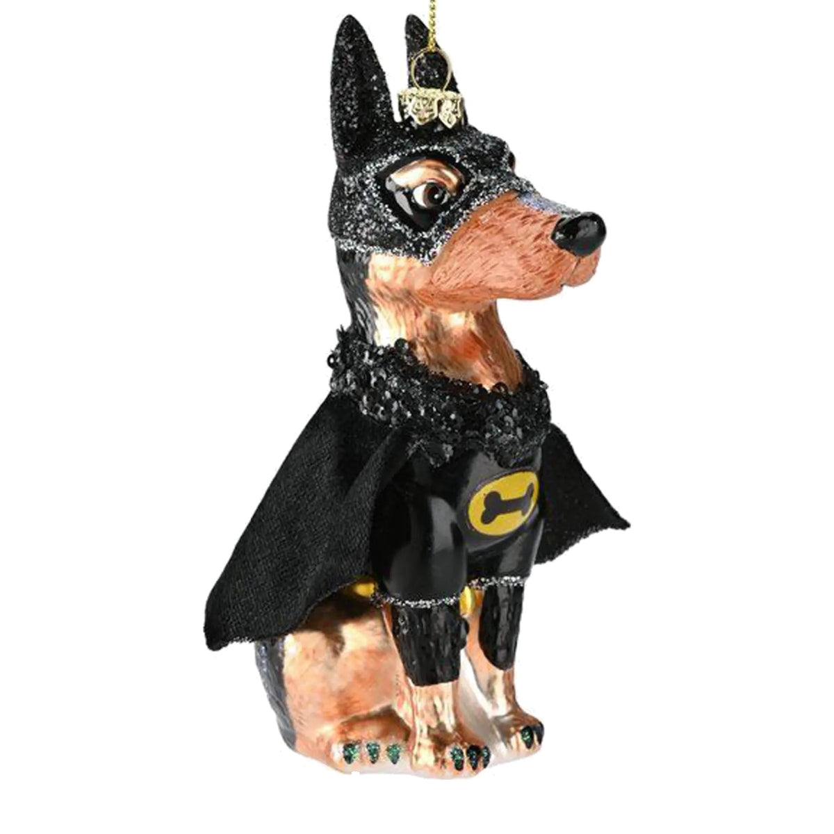 Doberman supereroe, decorazione natalizia in vetro 14 cm – decorazioni per albero di Natale Merry Worlds