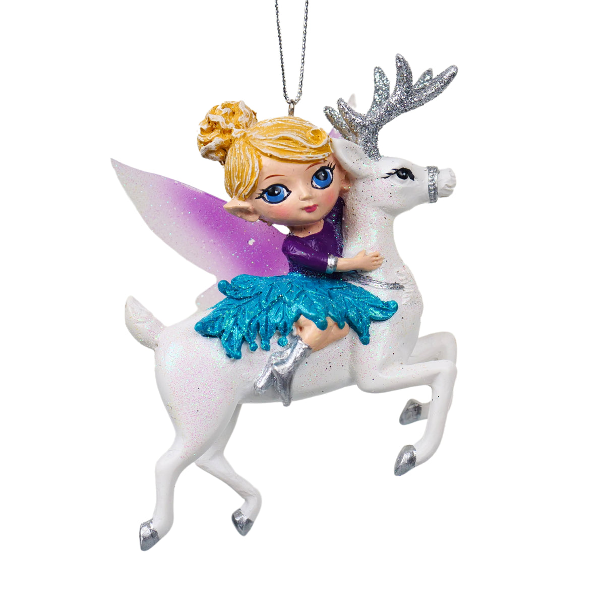 Fatina di Natale su renna, blu – ornamenti natalizi Merry Worlds
