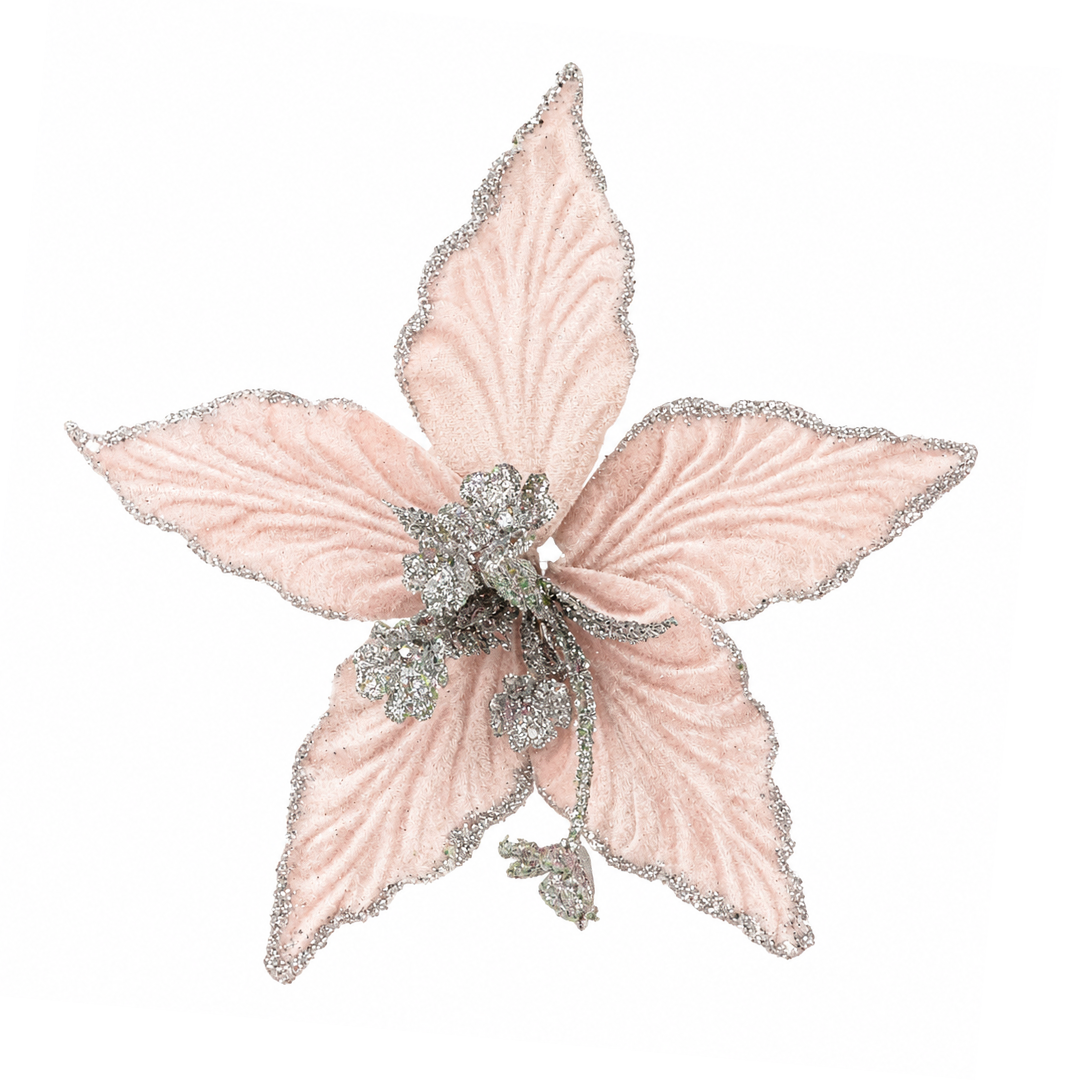 Fiore di Natale in velluto con clip, 24 cm – decorazioni per albero di Natale Merry Worlds