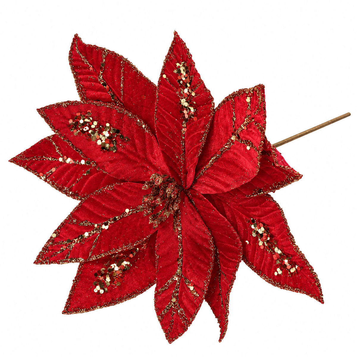 Fiore decorativo natalizio metallizzato, 28 cm – decorazioni per albero di Natale Merry Worlds