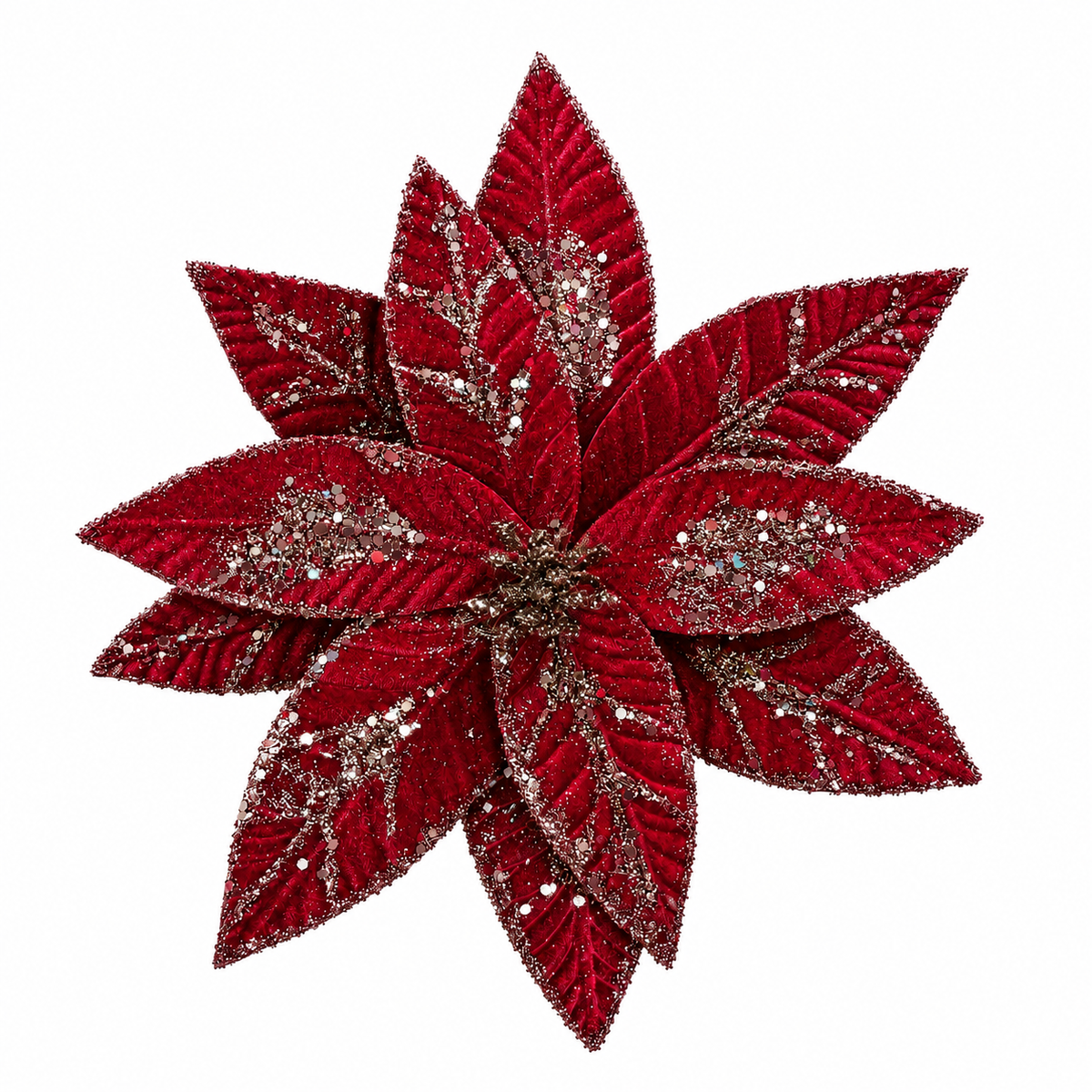 Fiore decorativo natalizio metallizzato, 28 cm – accessori per albero di Natale Merry Worlds, foto 4