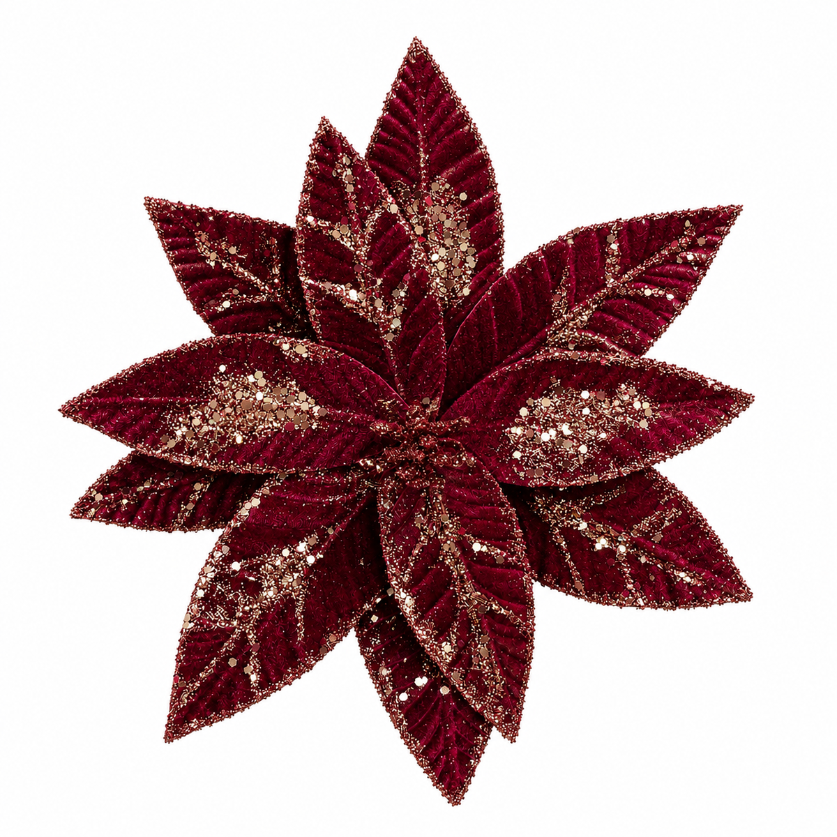 Fiore decorativo natalizio metallizzato, 28 cm – addobbi natalizi eleganti Merry Worlds, foto 8