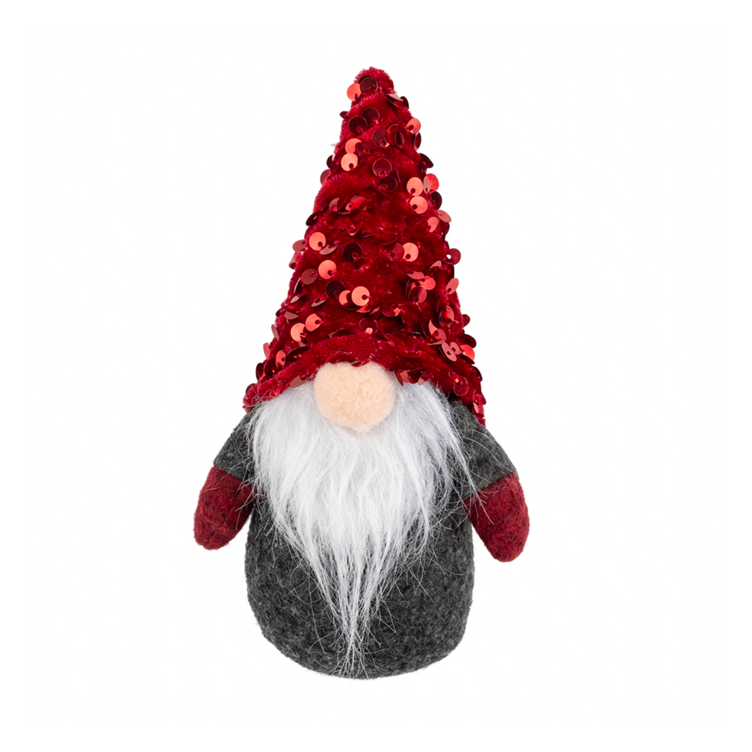 Folletto di Natale con cappello di paillette da appendere, 11 cm – addobbi natalizi eleganti Merry Worlds, foto 3