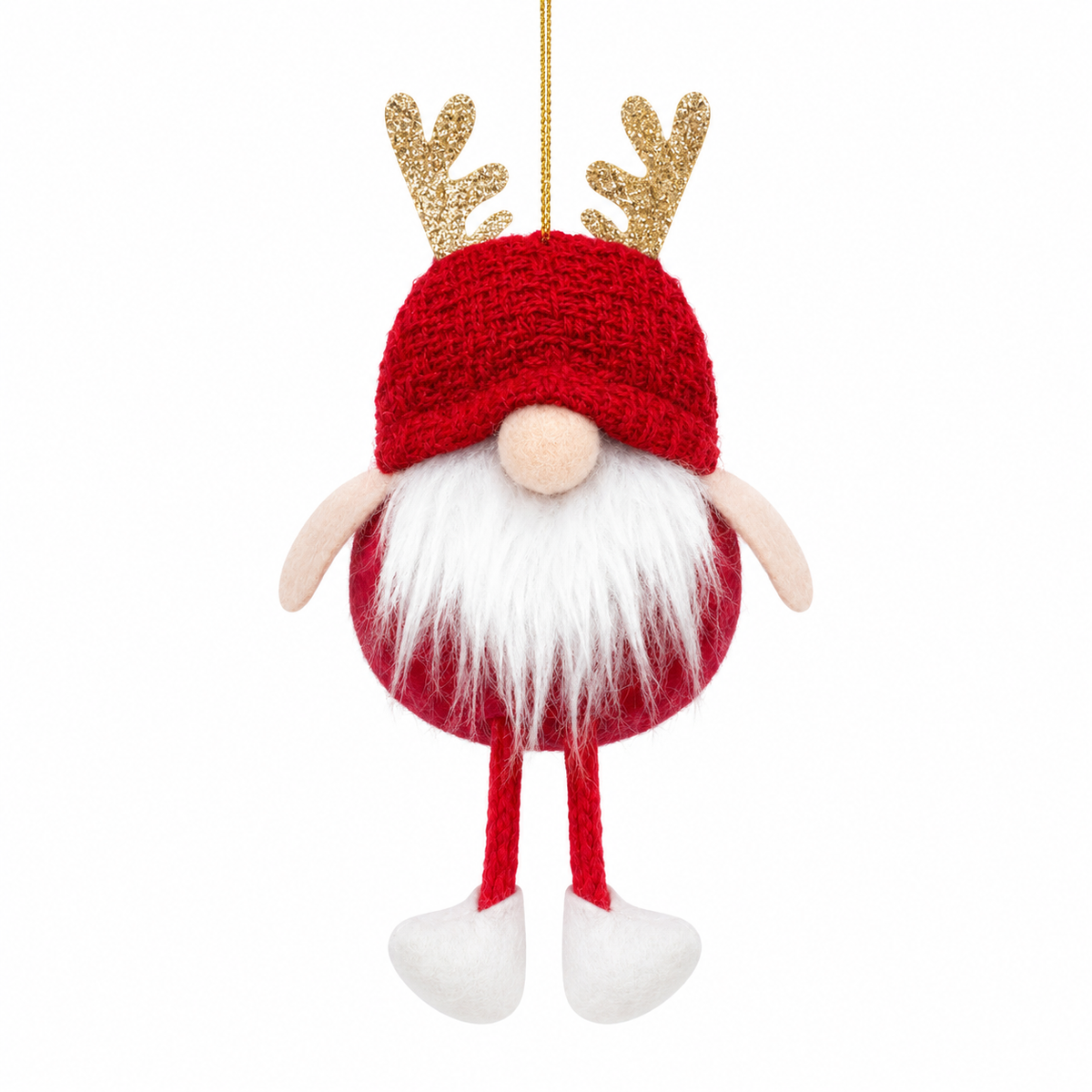 Folletto di Natale rosso con corna di renna da appendere, 18 cm – decorazioni per albero di Natale Merry Worlds, foto 2