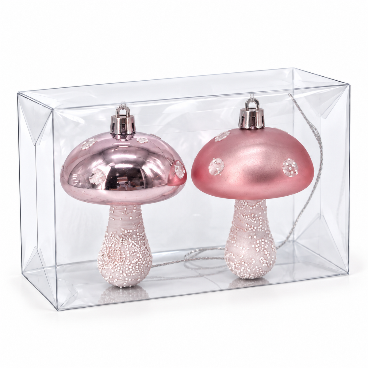 Funghi per l'Albero di Natale, 9 cm (2 pezzi), colore Rosa – decorazioni per albero di Natale Merry Worlds