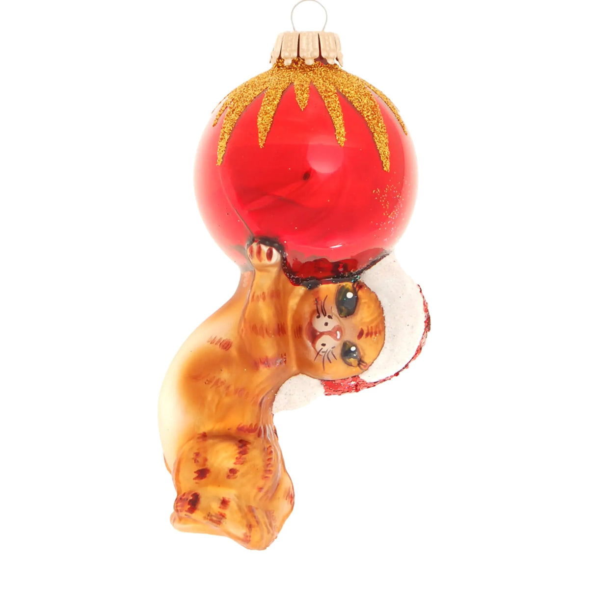 Gattino con pallina in vetro soffiato, decorazione natalizia 12 cm – ornamenti natalizi Merry Worlds