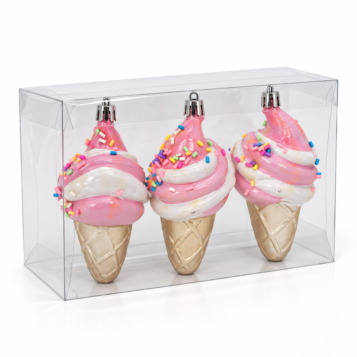 Gelati per l'Albero di Natale, 10 cm (3 pezzi), colore Rosa e Bianco – decorazioni per albero di Natale Merry Worlds