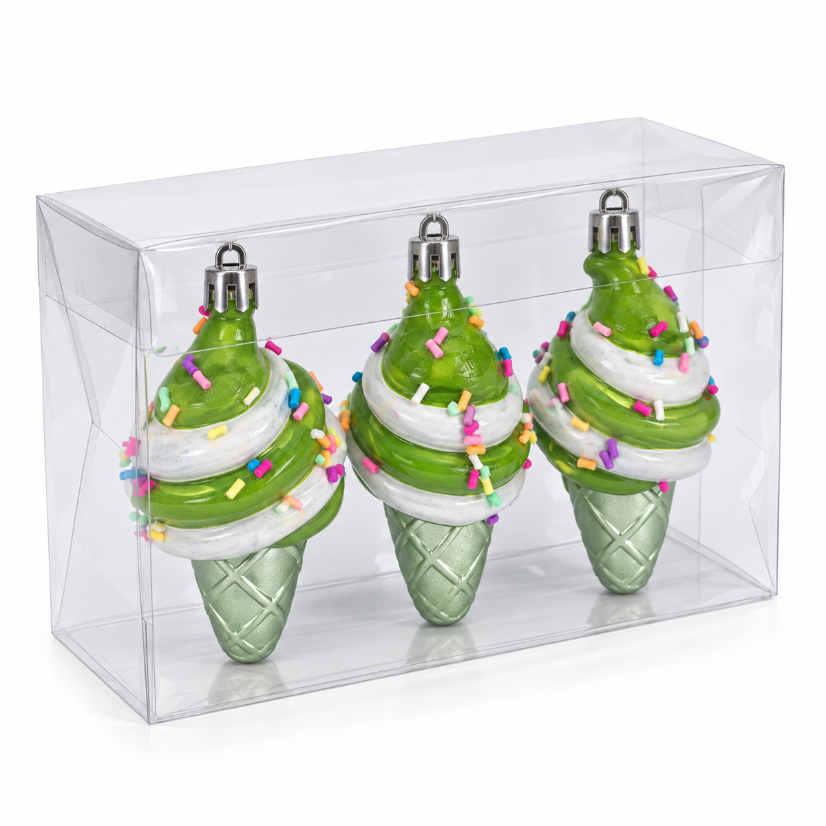 Gelati per l'Albero di Natale, 10 cm (3 pezzi), colore Verde e Bianco – ornamenti natalizi Merry Worlds, foto 2