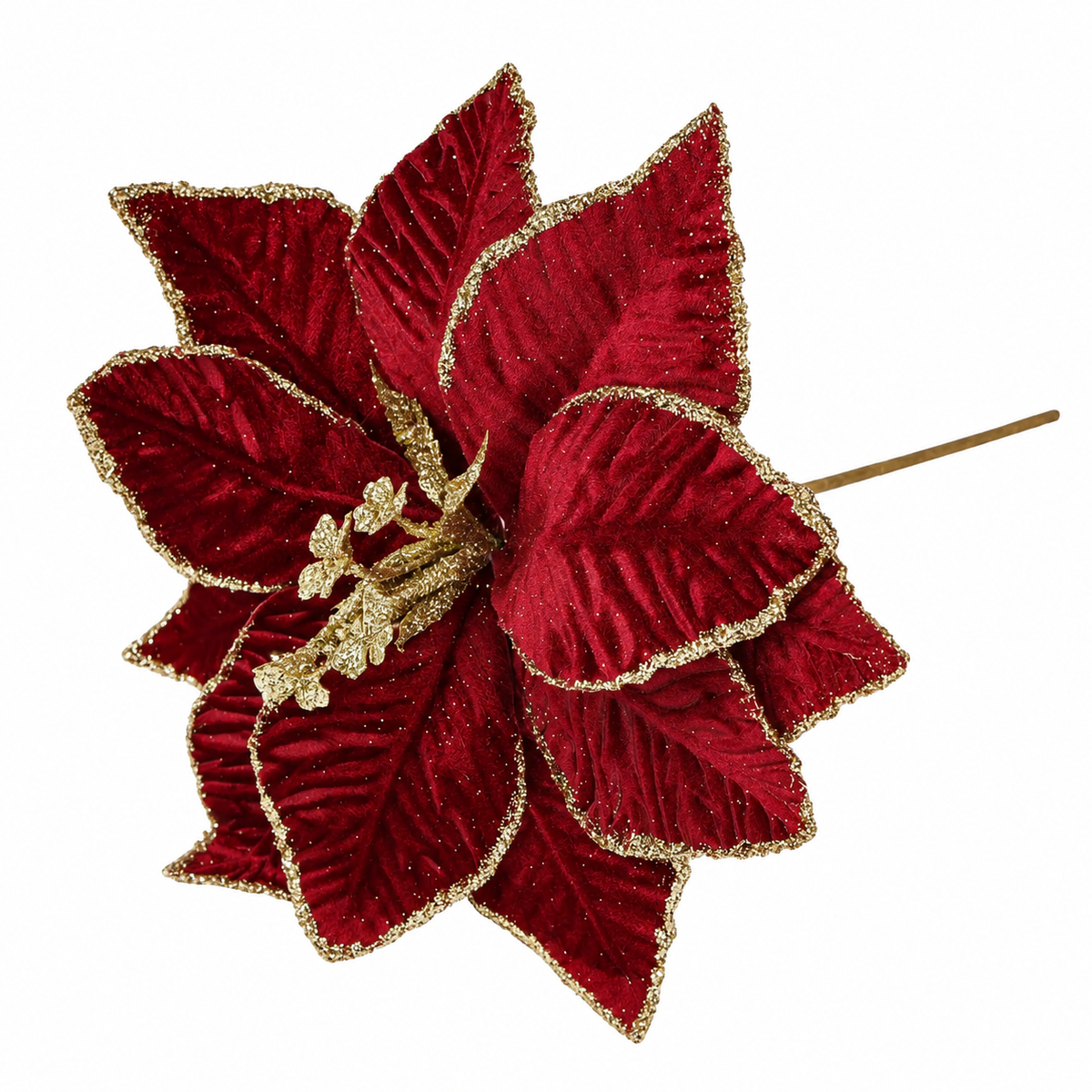 Grande fiore di Natale in velluto con clip, 28 cm – addobbi natalizi eleganti Merry Worlds, foto 2