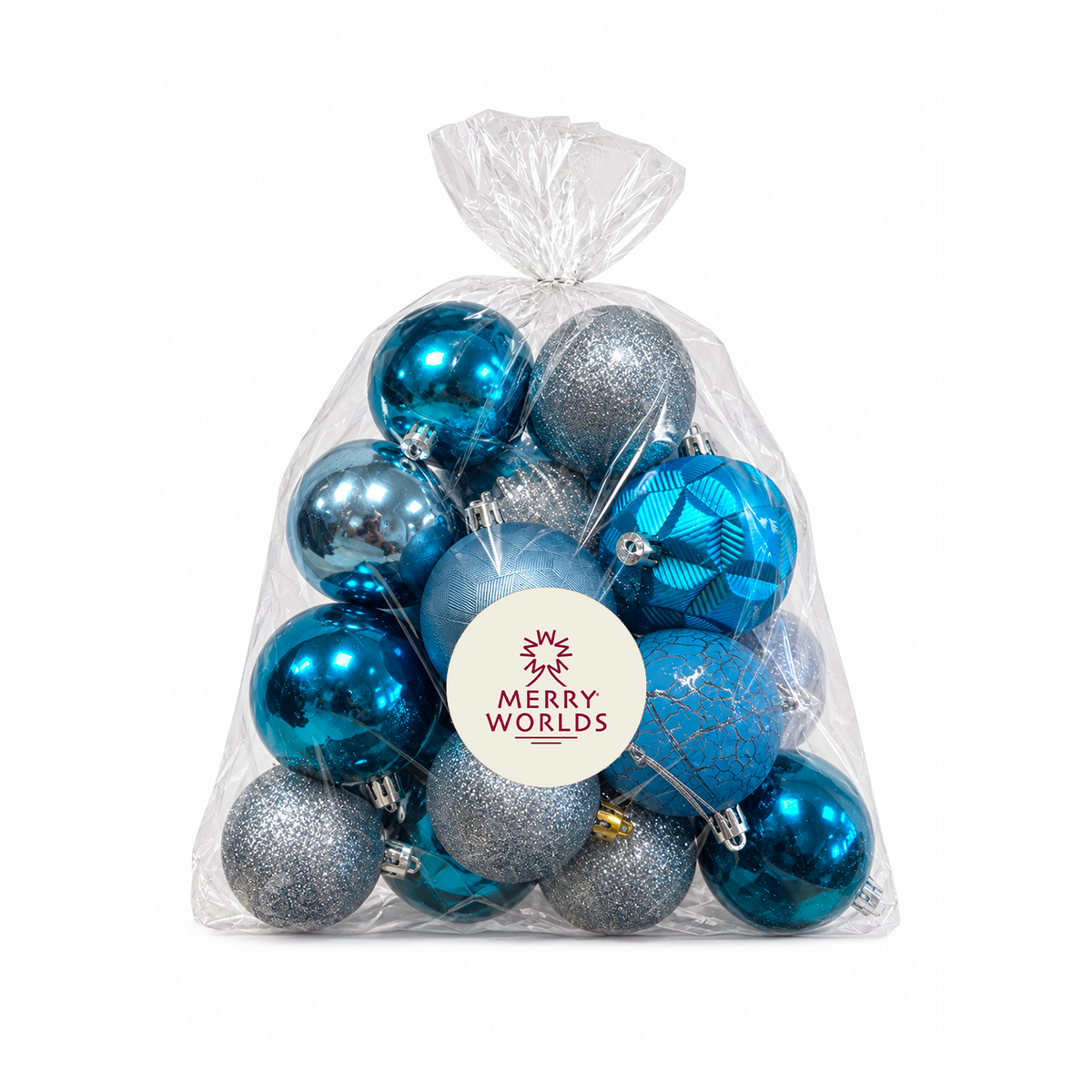 Set 20 palline di Natale in plastica con ciondoli, Ø 4/6/8 cm, colore azzurro – ornamenti natalizi Merry Worlds, foto 15