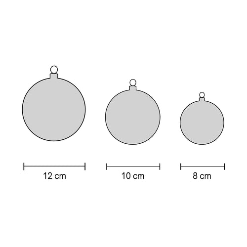 Misure palline di Natale: diametro 12, 10 e 8 cm – guida dimensioni palline di Natale Merry Worlds