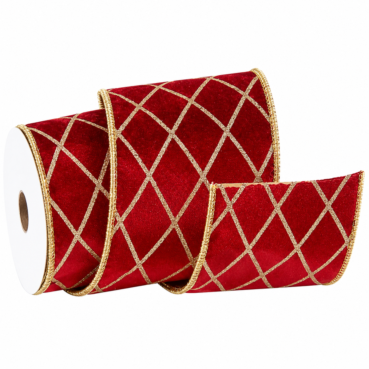 Nastro natalizio in velluto bordeaux e oro, 10 cm x 9 m – nastri natalizi Merry Worlds