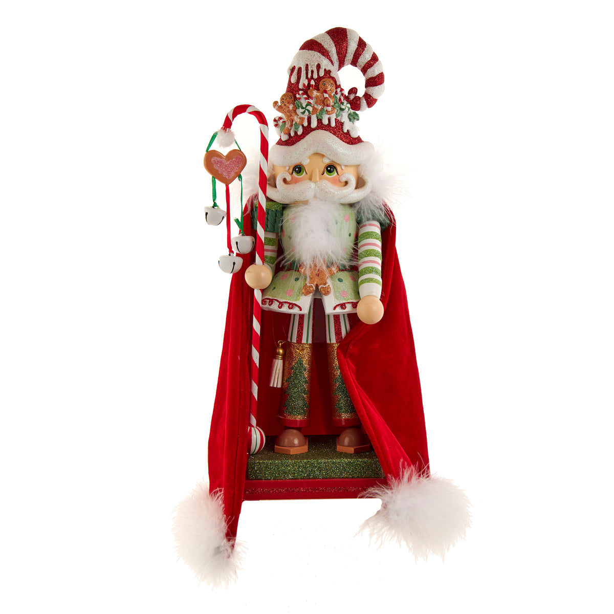 Schiaccianoci Babbo Natale pan di zenzero e caramelle, Hollywood, 38 cm – schiaccianoci in legno natalizi Merry Worlds