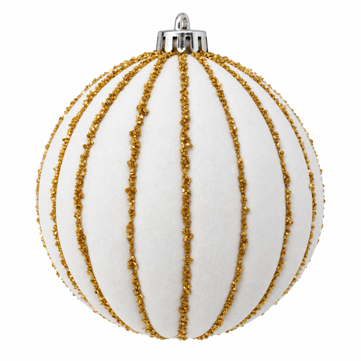 Pallina di Natale infrangibile vellutata avorio, 15 cm – palline di Natale infrangibili Merry Worlds