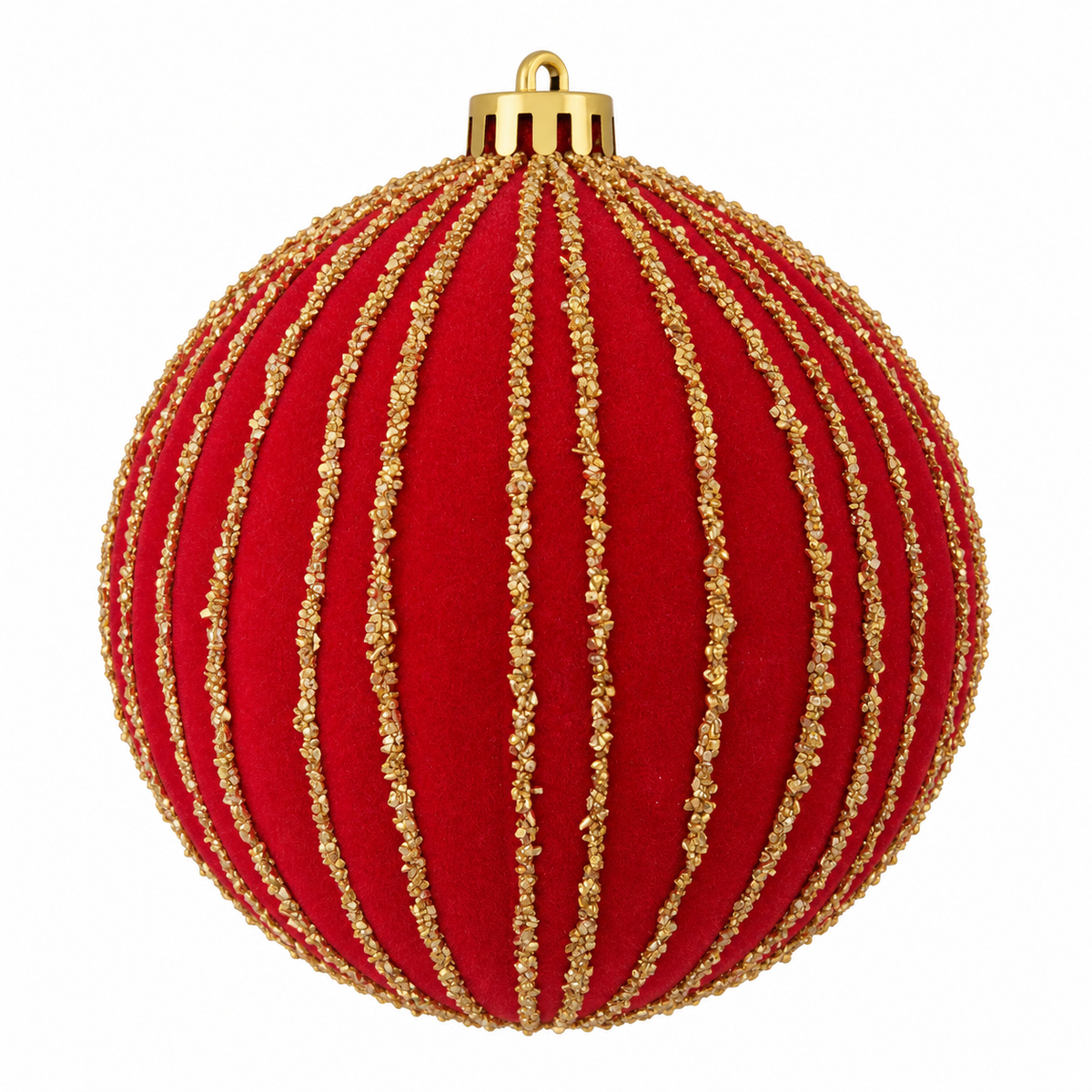Pallina di Natale infrangibile vellutata rossa, 15 cm – palline di Natale infrangibili Merry Worlds