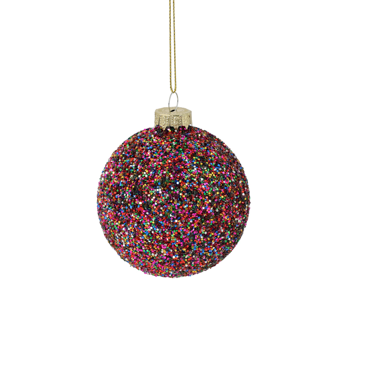 Pallina di Natale in vetro 8 cm con glitter multicolore – palline di Natale in vetro Merry Worlds