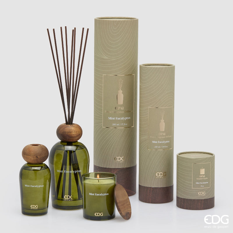 Linea Opal Mint Eucalyptus: profumatori e candele con confezioni
