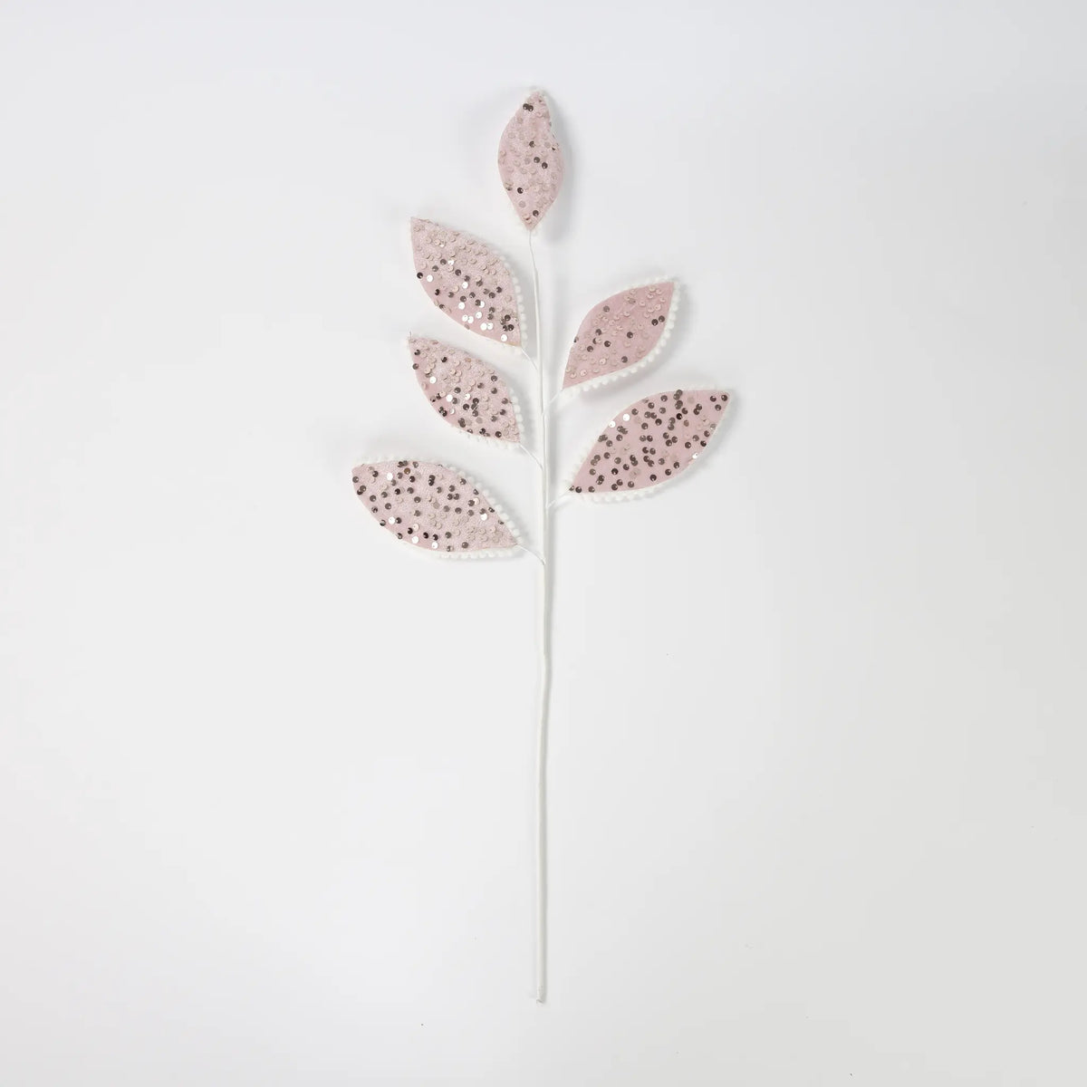 Ramo con foglie di velluto rosa, 65 cm – rami natalizi Merry Worlds