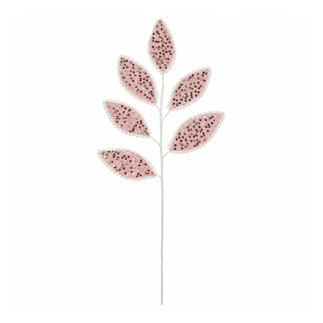 Ramo con foglie di velluto rosa, 65 cm – decorazioni natalizie di design Merry Worlds, foto 2