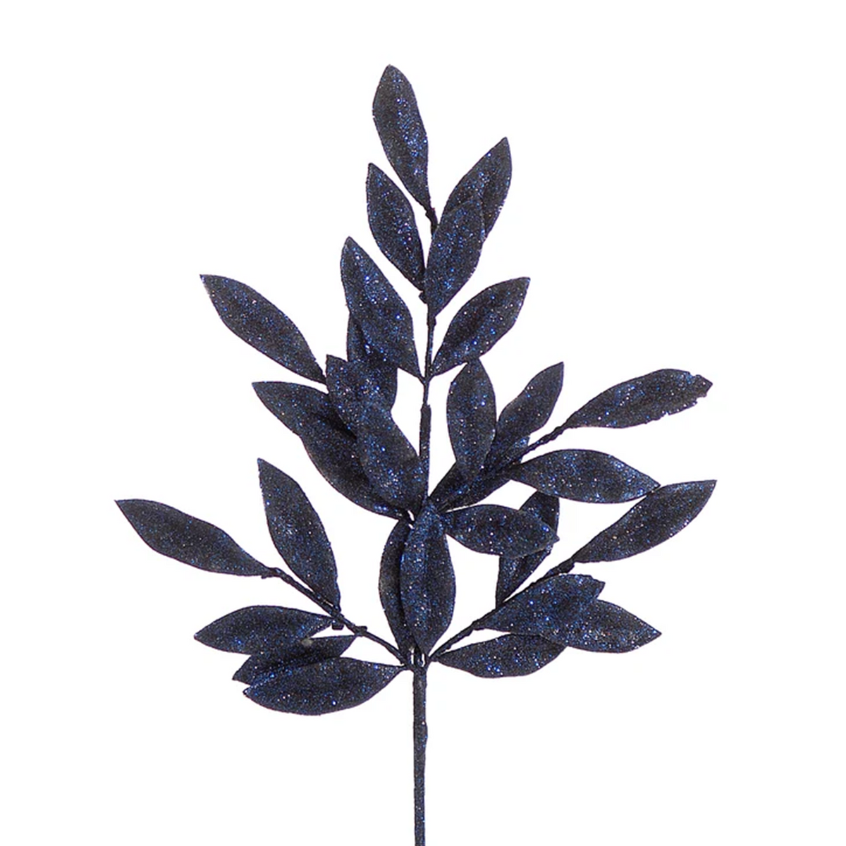 Ramo natalizio blu notte glitterato con foglie, 60 cm – rami natalizi Merry Worlds