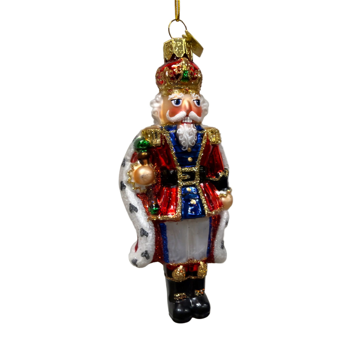 Addobbo Natalizio in Vetro Nutcracker Re, Collezione Noble Gems, 12 cm