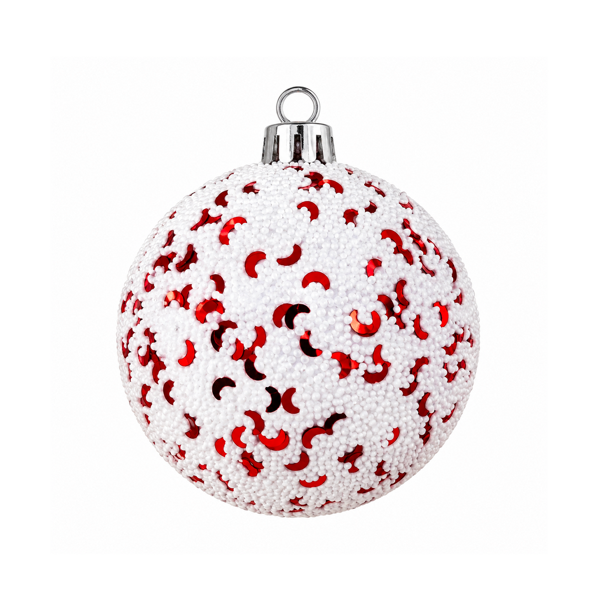 Set 12 Palline di Natale Infrangibile Rossa con Micro Perle e Paillettes, 8cm e 10cm – palline di Natale eleganti Merry Worlds, foto 2