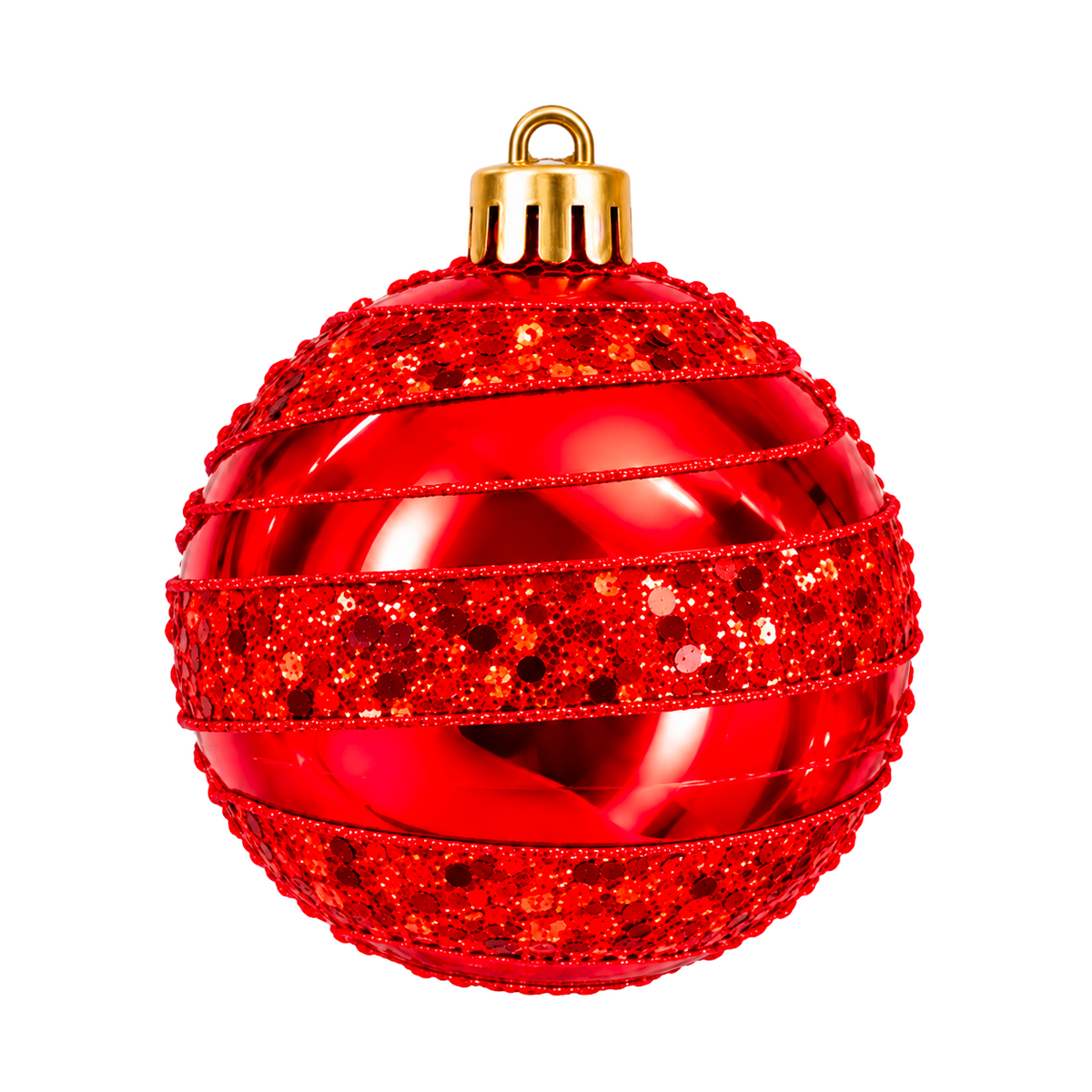 Set 12 palline di Natale infrangibile rosso lucido con decori vellutati, 8 cm e 10 cm – ornamenti natalizi Merry Worlds, foto 2