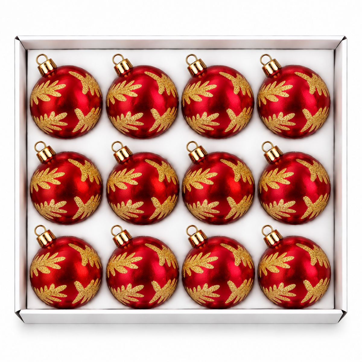 Set 12 Palline di Natale Infrangibili Rosso Rubino e Oro, 8cm e 10cm – palline di Natale infrangibili Merry Worlds