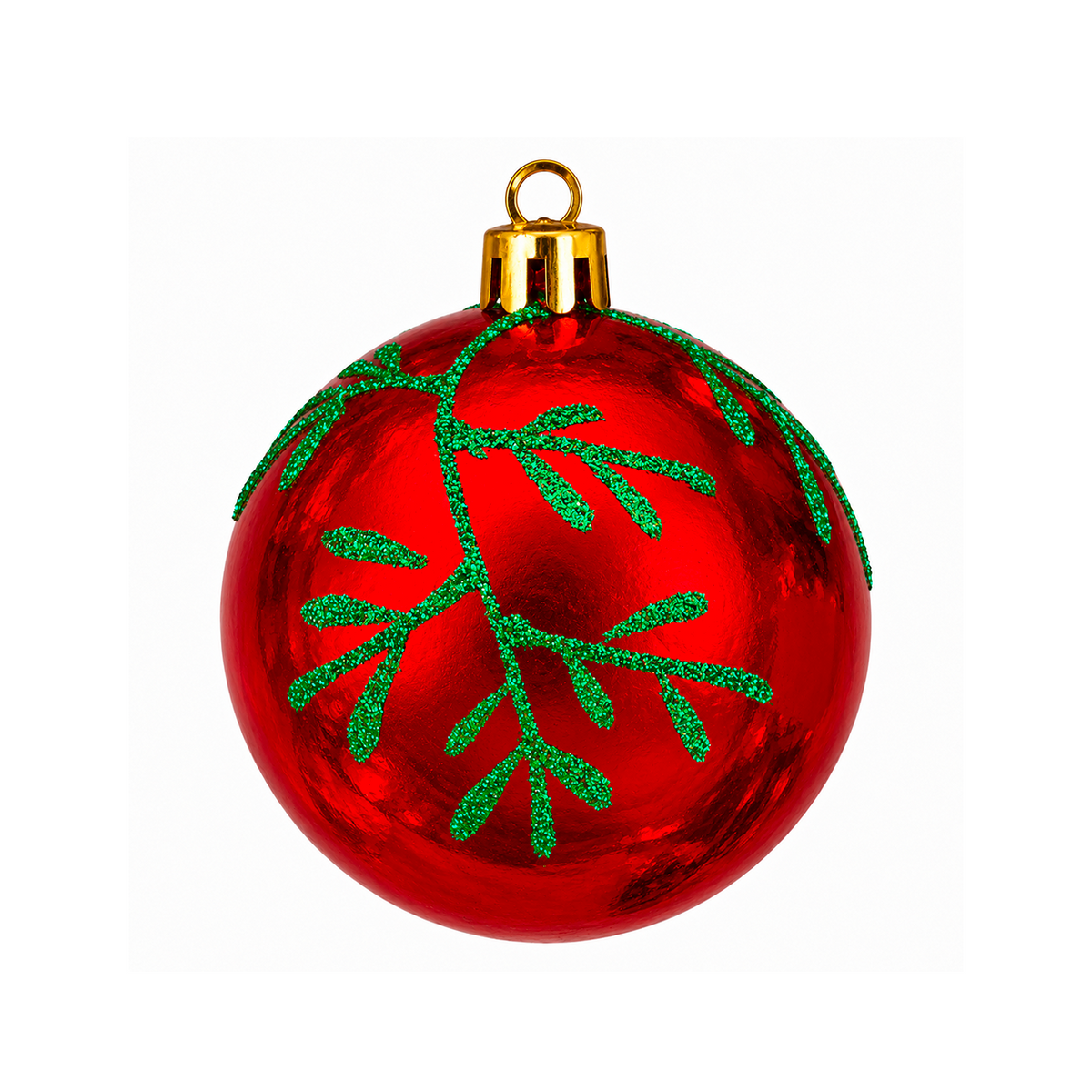 Set 12 Palline di Natale Infrangibile Rossa Lucida con Rami e Foglie 8cm/10cm – decorazioni per albero di Natale Merry Worlds, foto 2