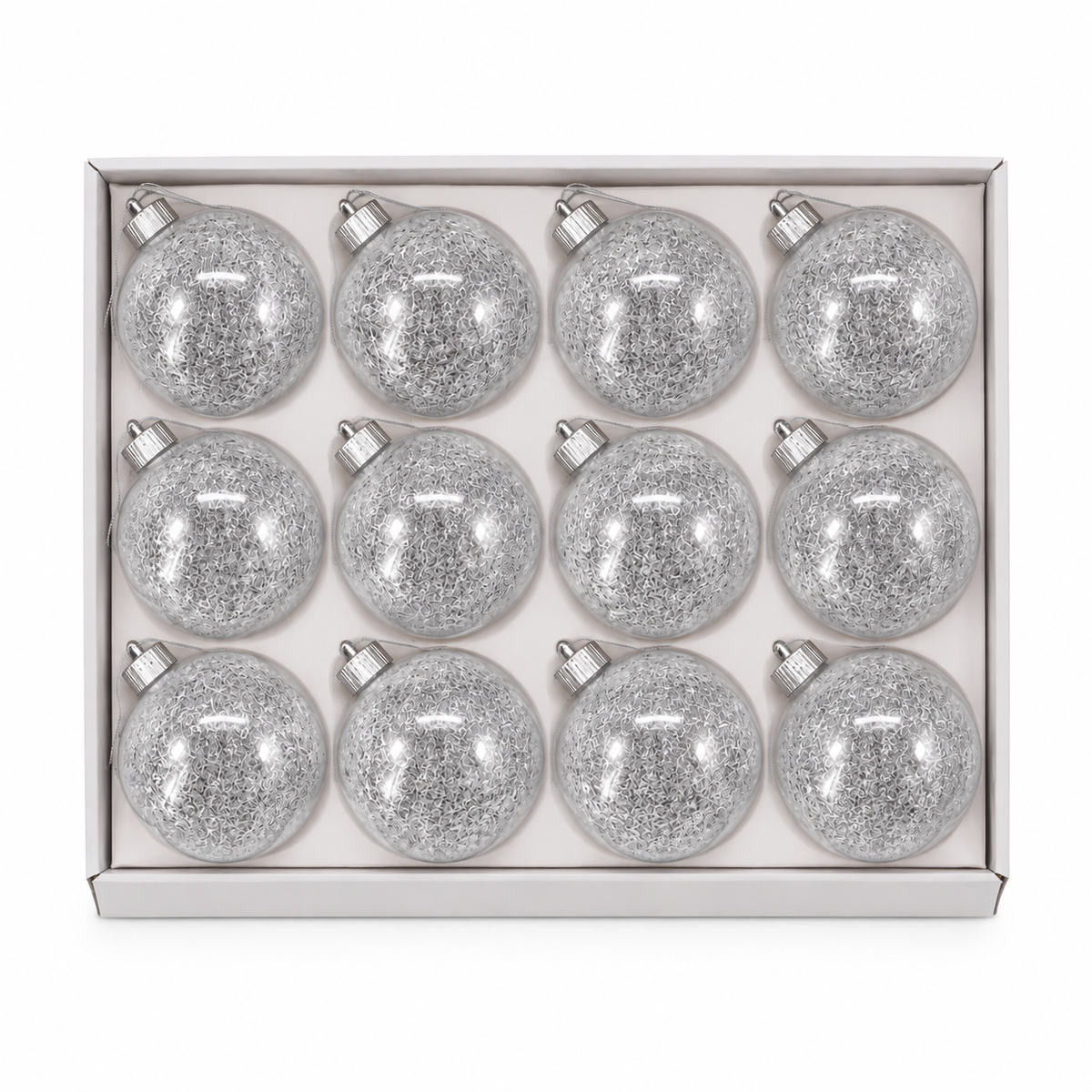 Set 12 Palline di Natale Infrangibili Trasparenti con Stelline, 8cm e 10cm – palline di Natale infrangibili Merry Worlds