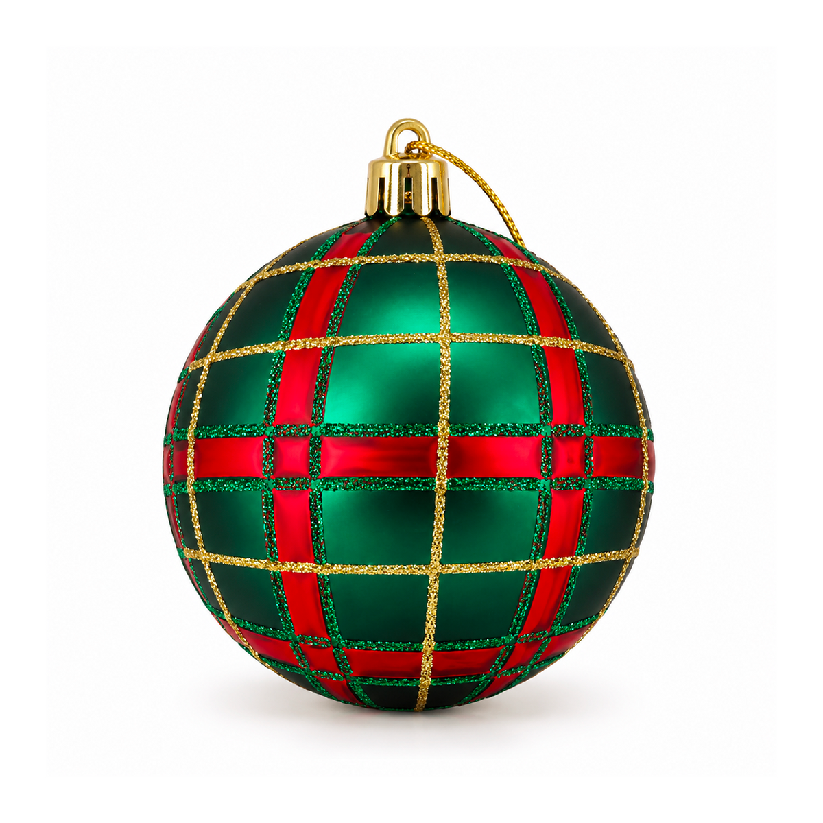 Set 12 Palline di Natale Infrangibile Verde Opaca con Decoro Tartan 8cm/10cm – decorazioni per albero di Natale Merry Worlds, foto 2