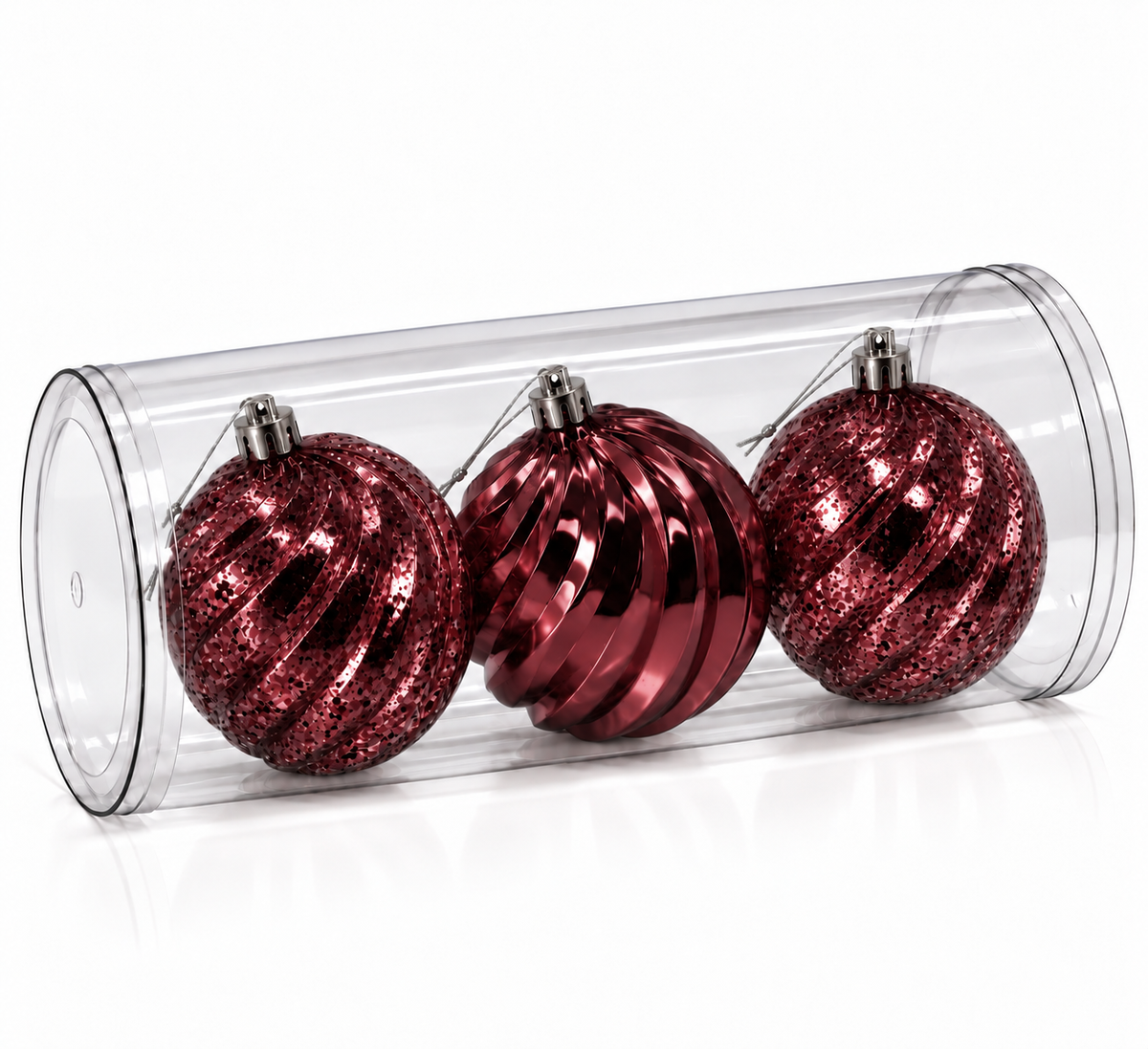 Set 3 palline di Natale infrangibili, 15 cm (2 finiture) – decorazioni per albero di Natale Merry Worlds, foto 2