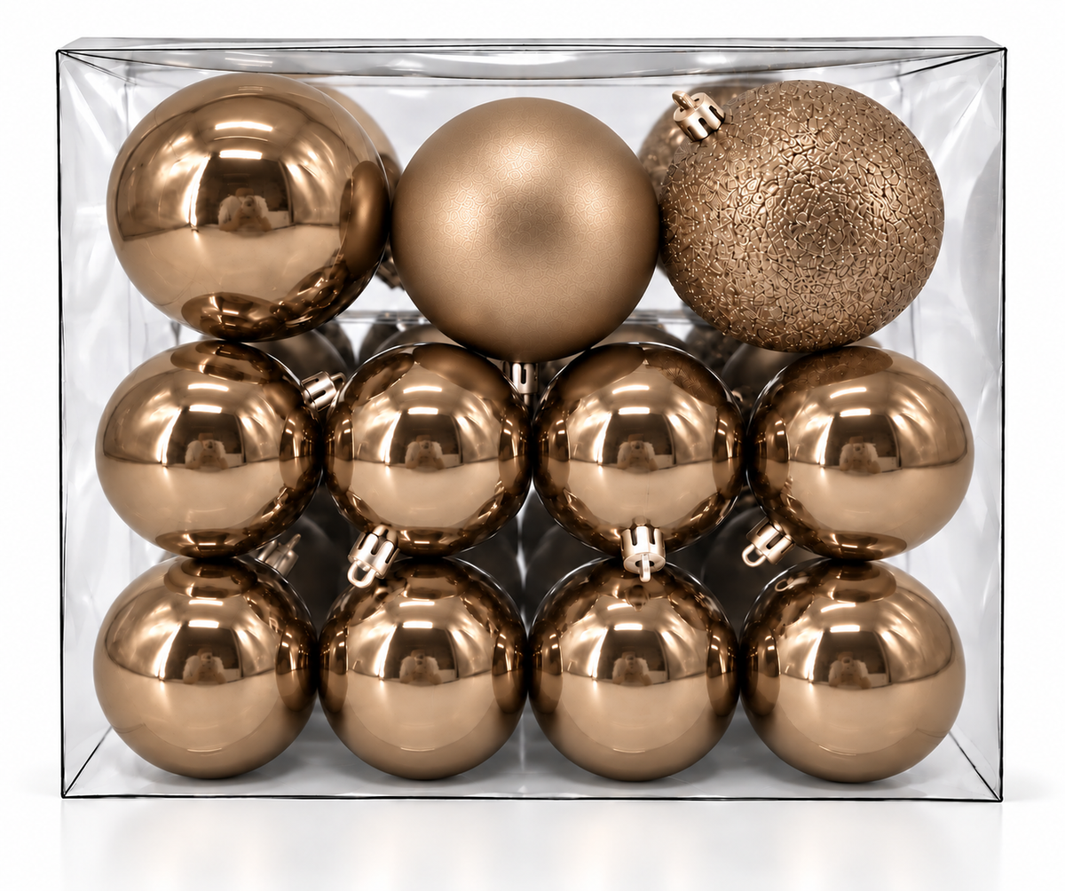 Set 30 palline di Natale infrangibili, mix 8 cm e 4 cm – palline di Natale eleganti Merry Worlds, foto 12