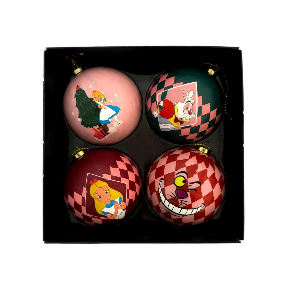 Set 4 palline di Natale Alice nel Paese delle Meraviglie – palline di Natale infrangibili Merry Worlds