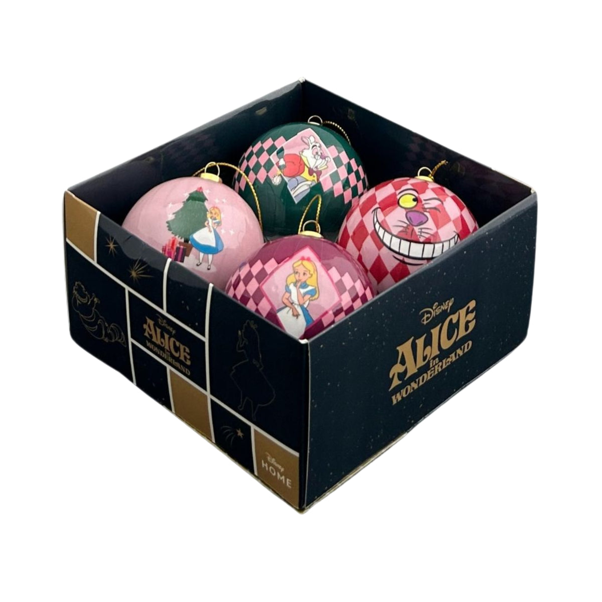 Set 4 palline di Natale Alice nel Paese delle Meraviglie – decorazioni per albero di Natale Merry Worlds, foto 2