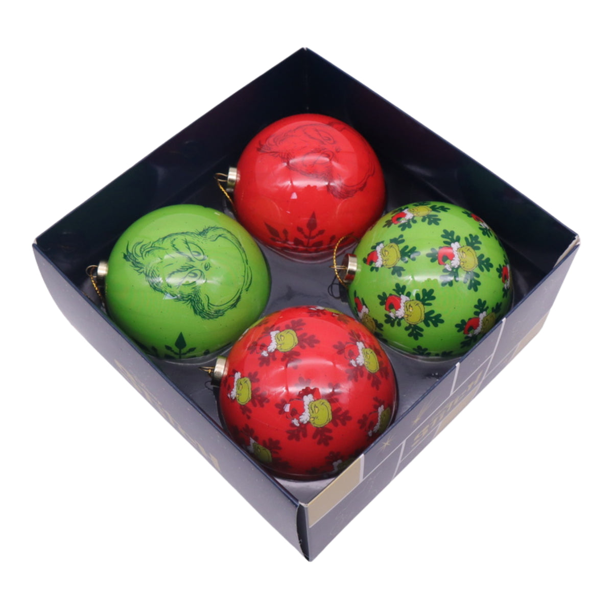 Set 4 Palline di Natale Grinch, versione rossa – palline di Natale infrangibili Merry Worlds