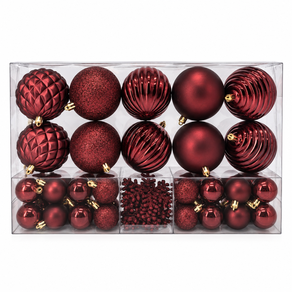 Set 50 palline di Natale infrangibili, mix 8 cm e 4 cm – decorazioni per albero di Natale Merry Worlds, foto 2