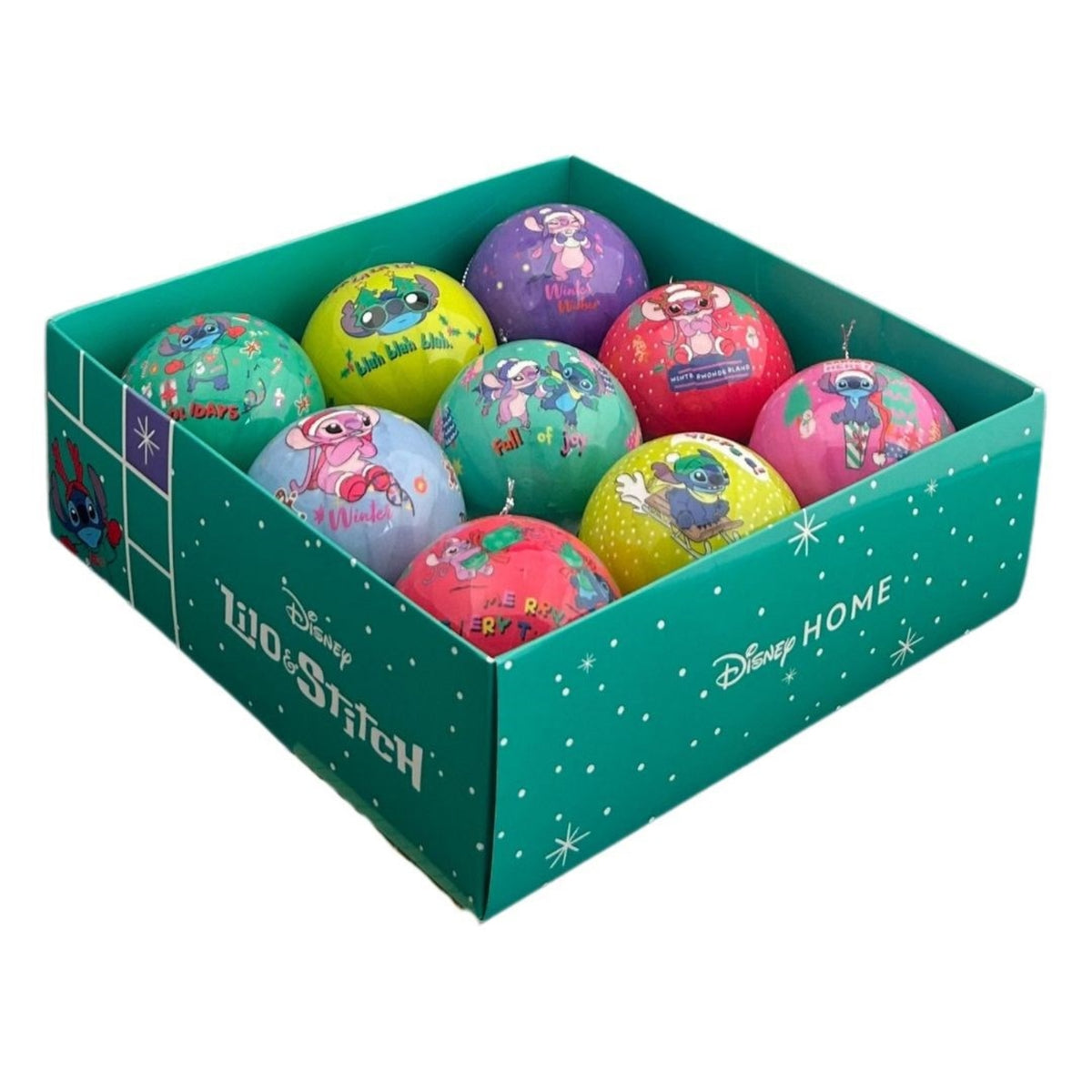 Set Palline di Natale Stitch, Set 9 Palline modello A – palline di Natale infrangibili Merry Worlds