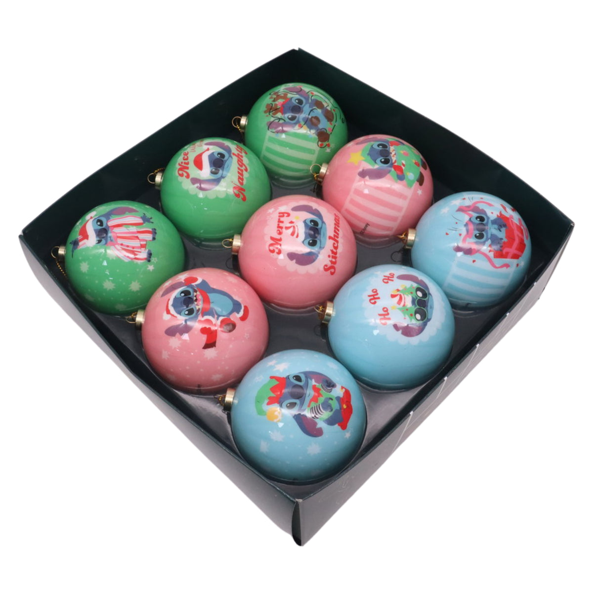 Set Palline di Natale Stitch, Set 9 Palline modello B – decorazioni per albero di Natale Merry Worlds, foto 2